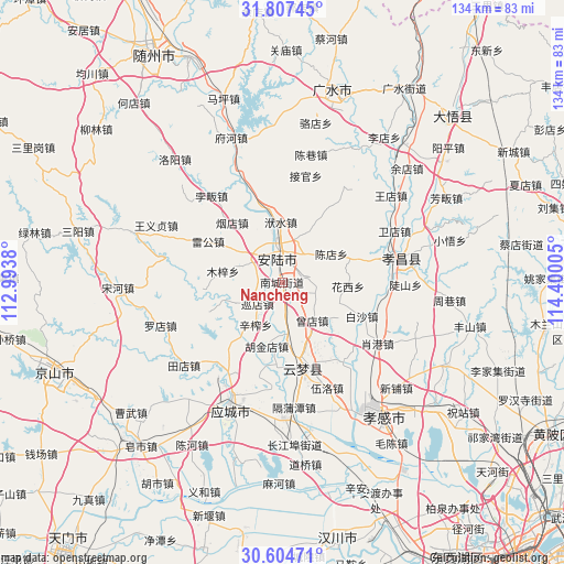 Nancheng on map