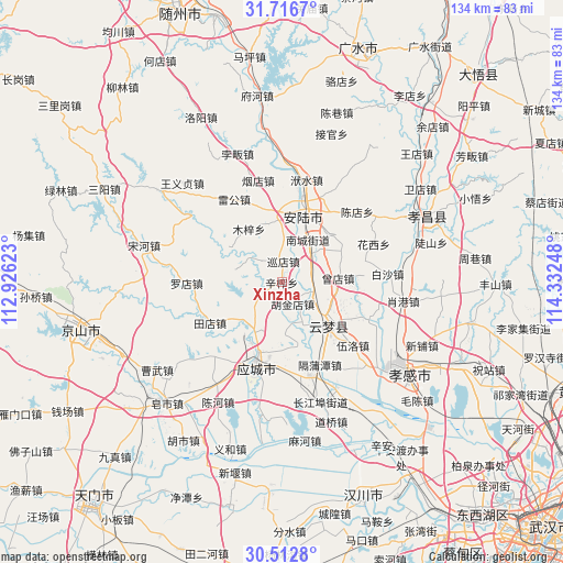 Xinzha on map