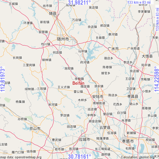 Beifan on map