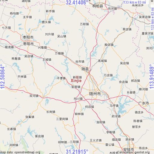 Xinjie on map