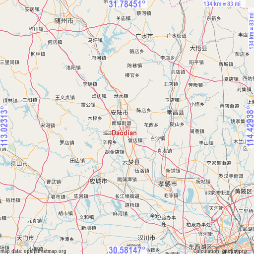 Daodian on map