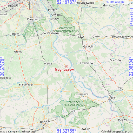 Magnuszew on map