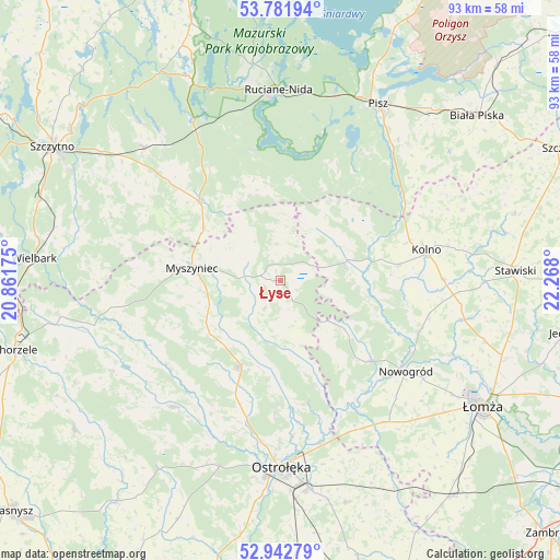 Łyse on map