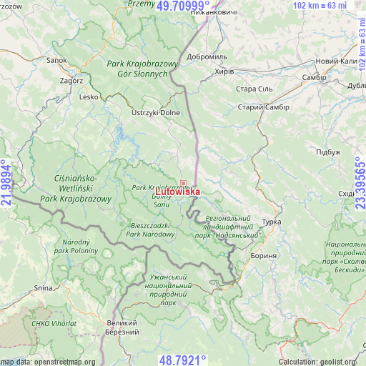 Lutowiska on map