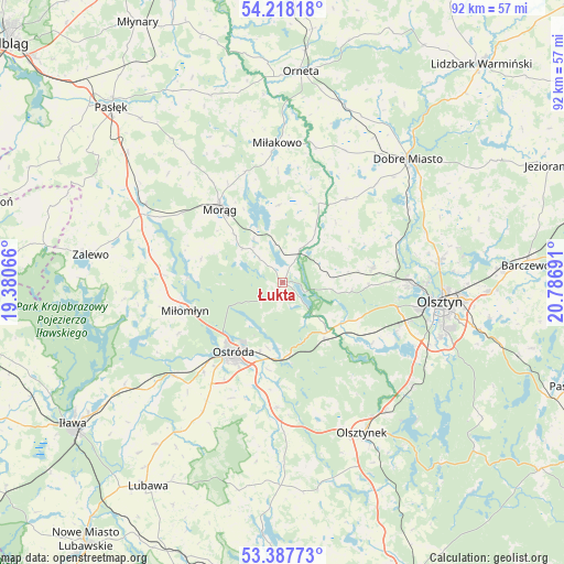 Łukta on map