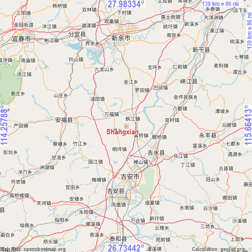 Shangxian on map