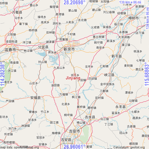 Jinjiang on map