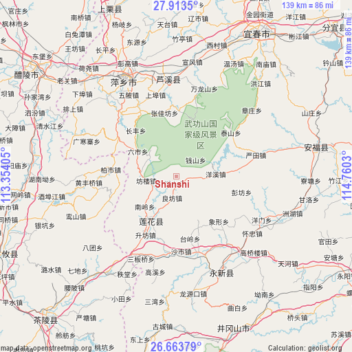 Shanshi on map