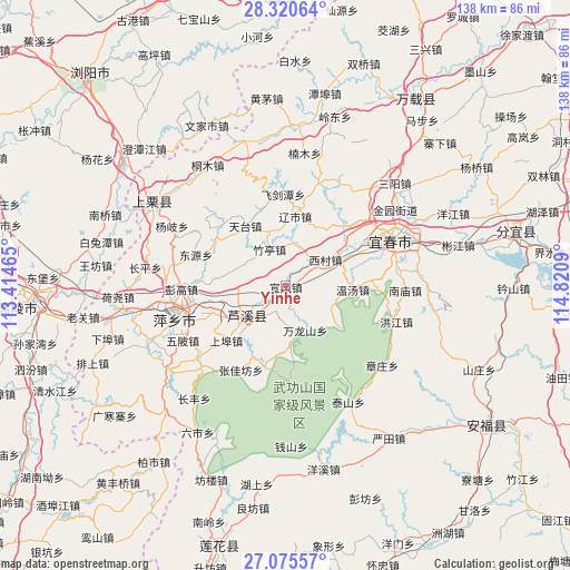 Yinhe on map