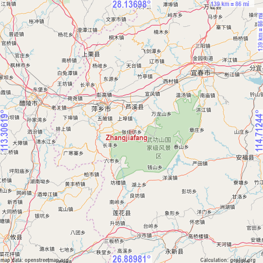 Zhangjiafang on map