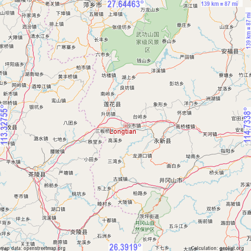 Longtian on map