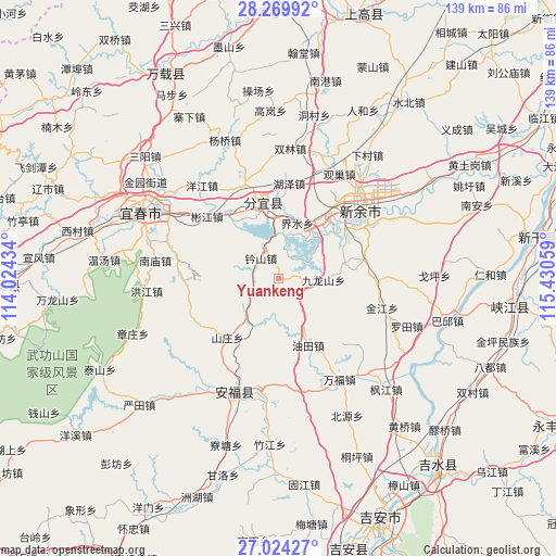 Yuankeng on map