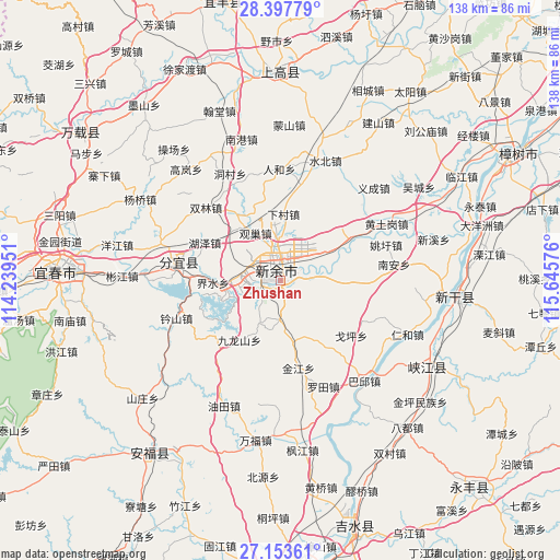 Zhushan on map