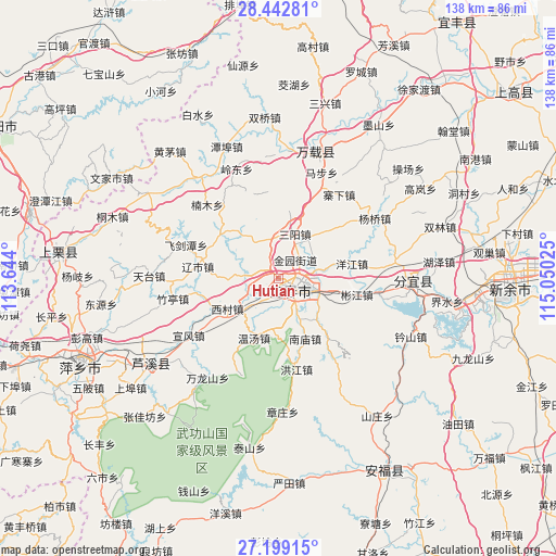 Hutian on map