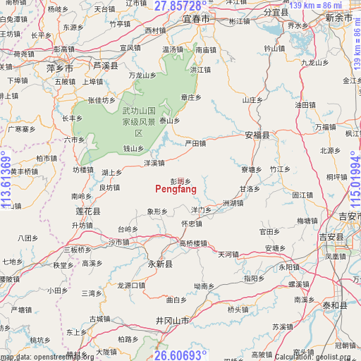 Pengfang on map