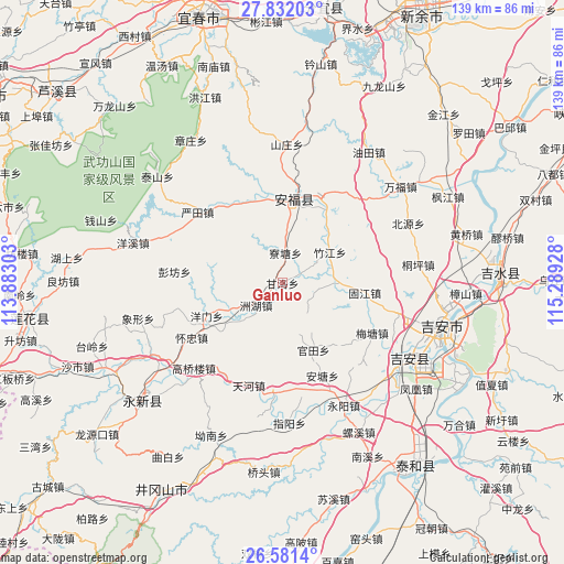 Ganluo on map