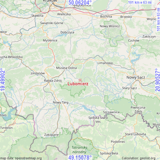 Lubomierz on map