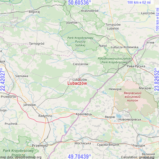 Lubaczów on map