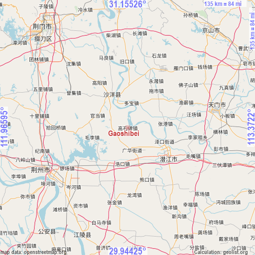 Gaoshibei on map