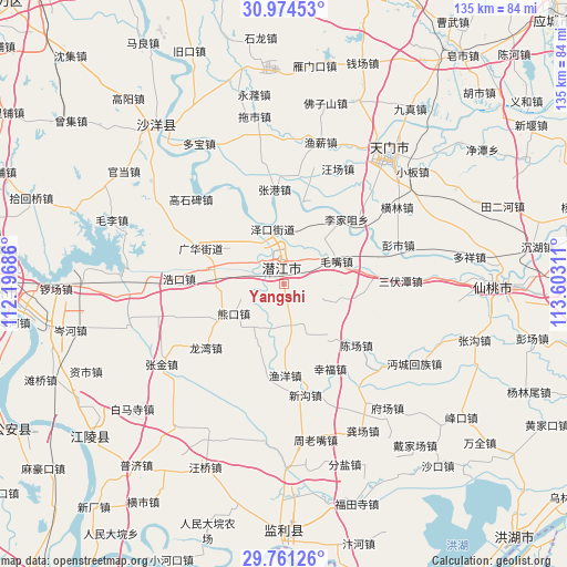 Yangshi on map