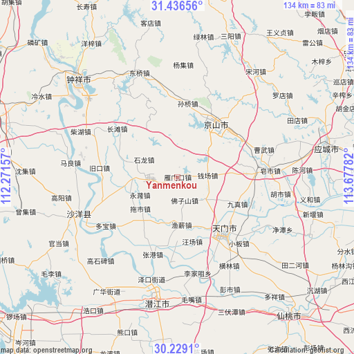 Yanmenkou on map