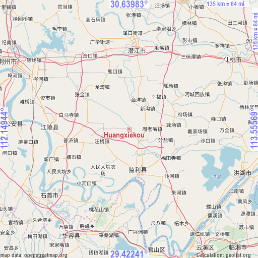 Huangxiekou on map