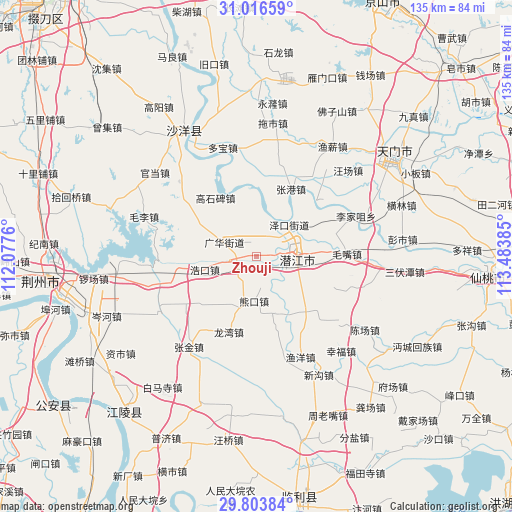 Zhouji on map