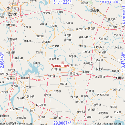 Wangchang on map