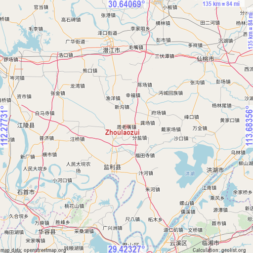 Zhoulaozui on map