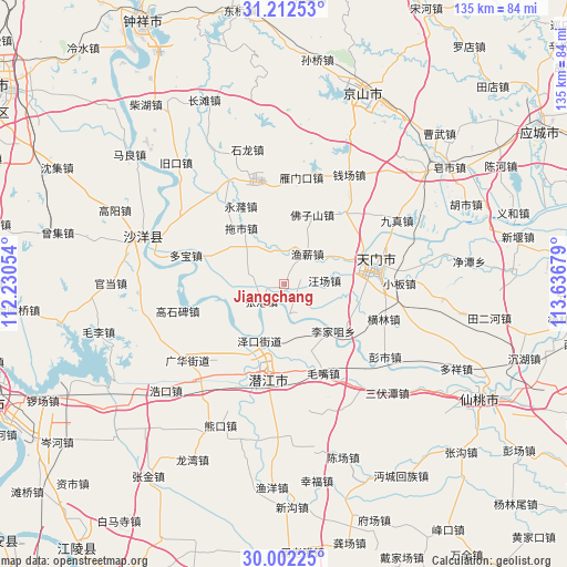 Jiangchang on map