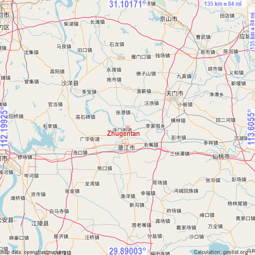 Zhugentan on map