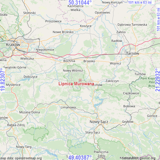 Lipnica Murowana on map