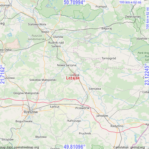 Leżajsk on map