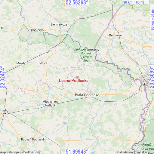 Leśna Podlaska on map