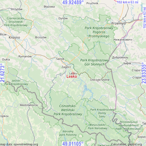 Lesko on map