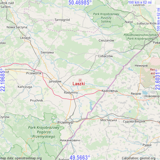 Laszki on map