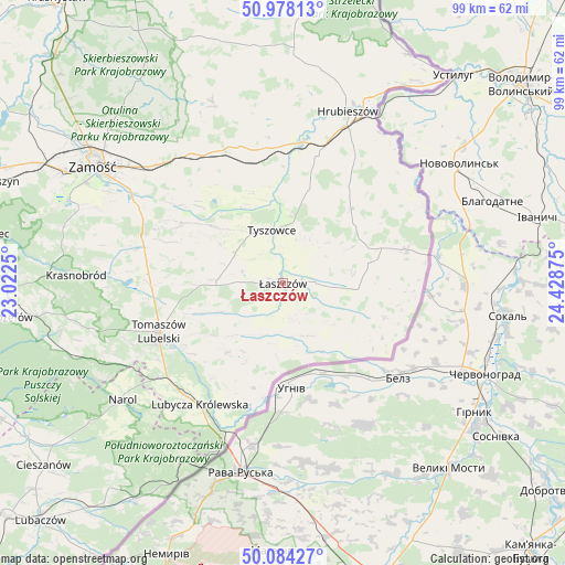 Łaszczów on map