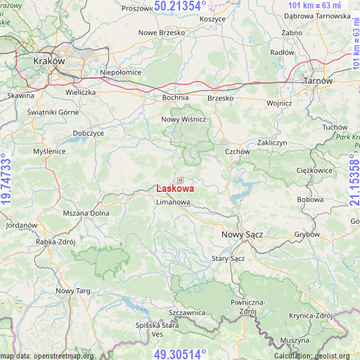 Laskowa on map