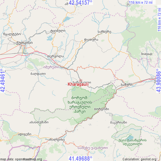 Kharagauli on map