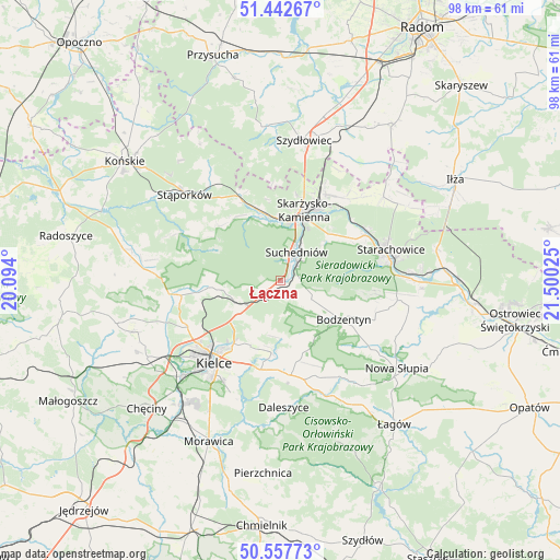 Łączna on map