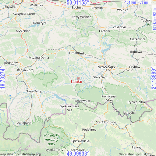 Łącko on map