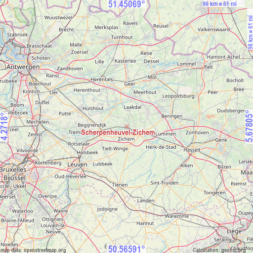 Scherpenheuvel-Zichem on map