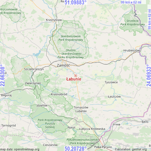 Łabunie on map