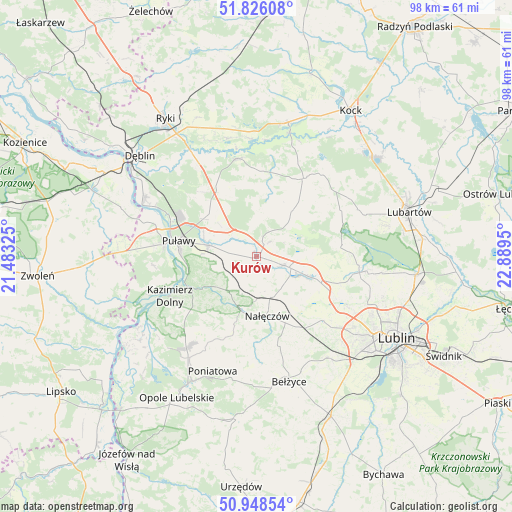 Kurów on map