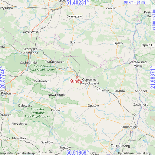 Kunów on map