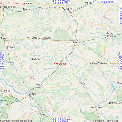 Krzywda on map