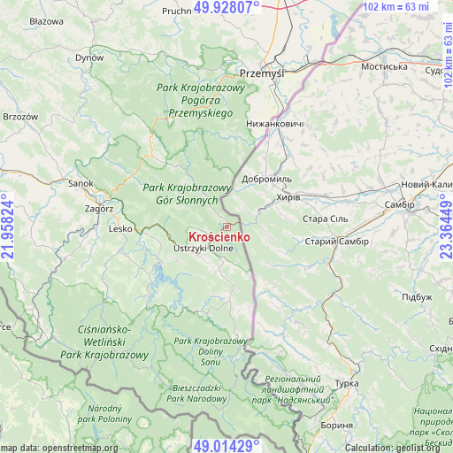 Krościenko on map