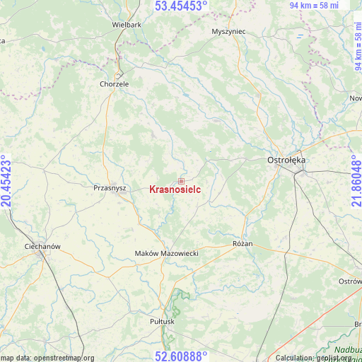 Krasnosielc on map