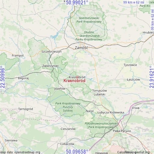 Krasnobród on map