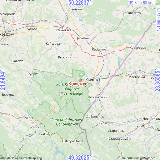 Krasiczyn on map